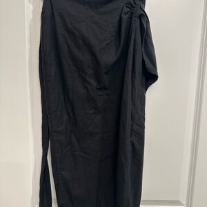 Na Nin Bobbie black Raw Silk Wrap Skirt (small)
